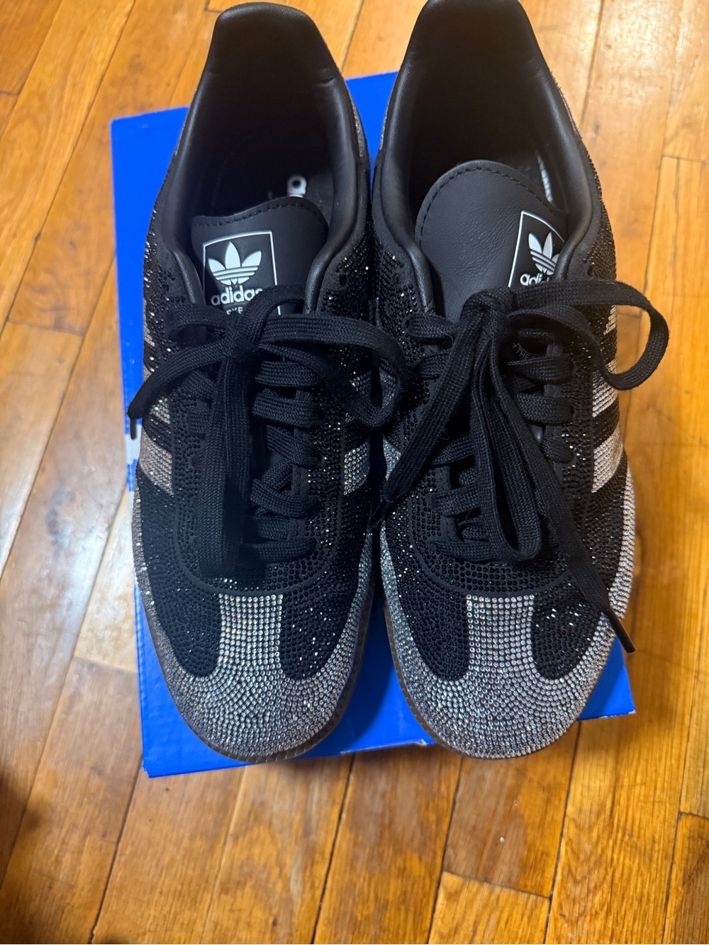 adidas Black Crystal Three-Stripe Samba-Style Sneakers - Picture 2 of 3